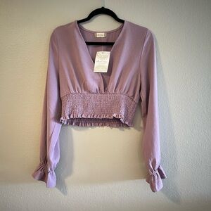 Altar'd State Purple Smocked Crop Blouse
